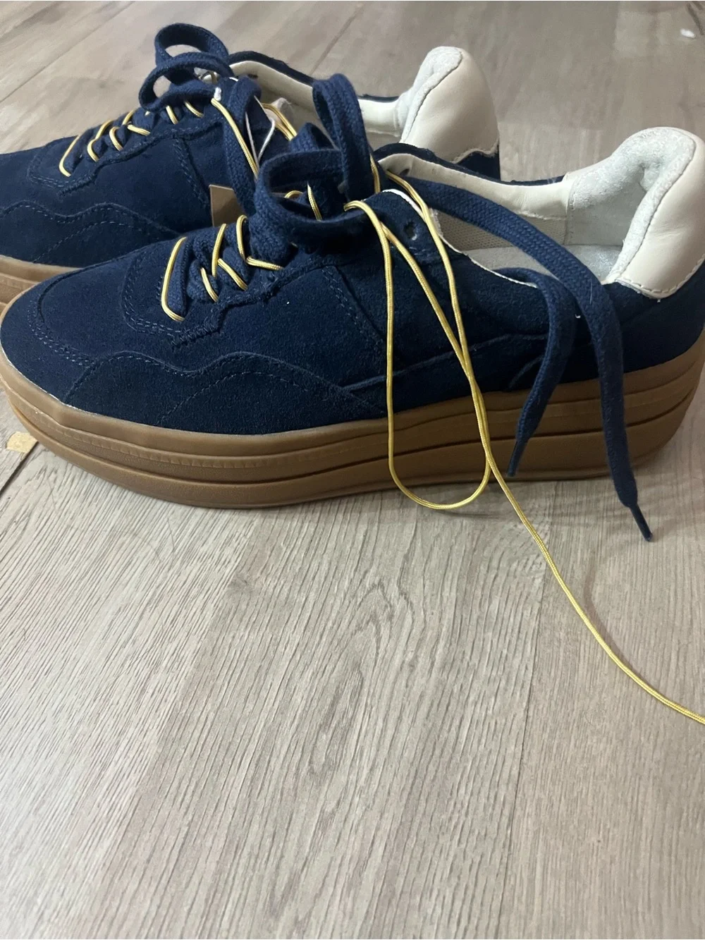 Dolce Vita Navy Suede Sneaker with Gold Eyelets